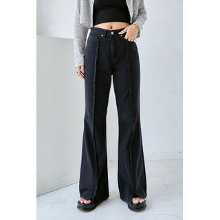 Slit Fringed Boot-cut Pants