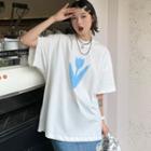 Short Sleeve Flower Print Loose T-shirt