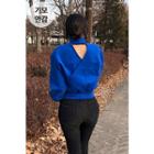 Mock-neck Cutout-back Pullover