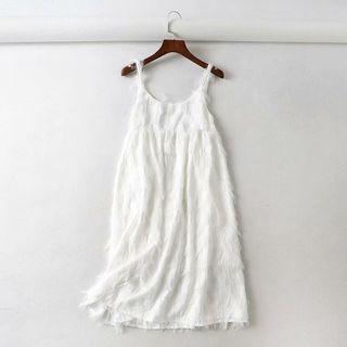 Fringe Accent Strappy A-line Dress