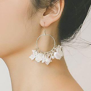 Faux Pearl Fringed Hoop Earring