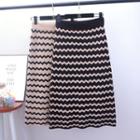 Chevron Midi Knit Skirt