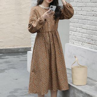 Long Sleeve Round Neck Floral Print Dress
