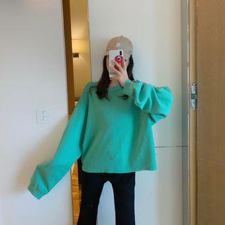 Round Neck Plain Pullover / Plain Cropped Pants