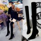 Pointed Block Heel Over-the-knee Heels