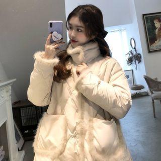 Fluffy Trim Quilted Jacket White - One Size