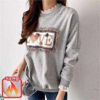 Fringe-trim Patch Sweatshirt