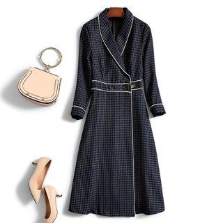 Plaid A-line Coatdress