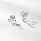 Non-matching Rhinestone Rose Clip-on Earring Clip On Earring - 1 Pair - Silver - One Size