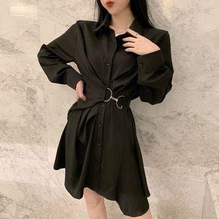 Hoop Accent Asymmetric Shirtdress