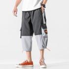 Two-tone Cropped Cargo Pants / Cargo Shorts / Short-sleeve T-shirt / Set