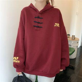 Lettering Frog-button Hoodie / Sweatpants