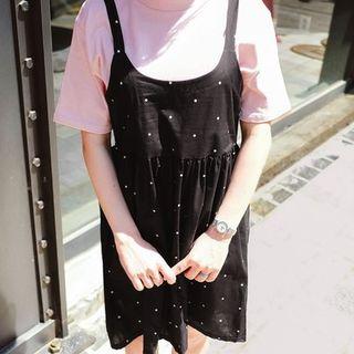 Spaghetti-strap Polka-dot A-line Dress