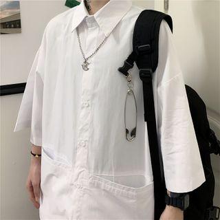 Couple Matching 3/4-sleeve Paneled Shirt