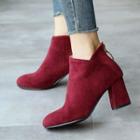 Chunky-heel Zip-back Almond-toe Ankle Boots