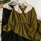 Peter Pan-collar Colorblock Midi Shirtdress