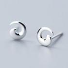 925 Sterling Silver Whirlwind Stud Earring S925 Silver Stud - 1 Pair - Silver - One Size