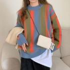 Color Block Sweater Green & Blue & Orange - One Size