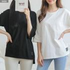 Letter-tag Dip-back T-shirt