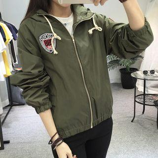 Hooded Zip Patched Jacket