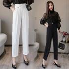 Cropped High-waist Straight-fit Dress Pants