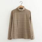 Striped High Neck Knit Pullover