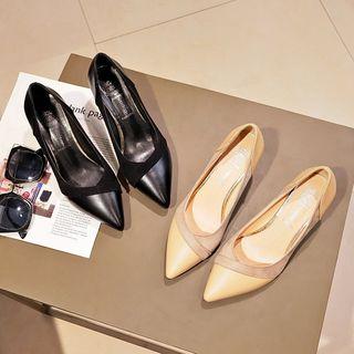 Two-tones Block Heel Pumps