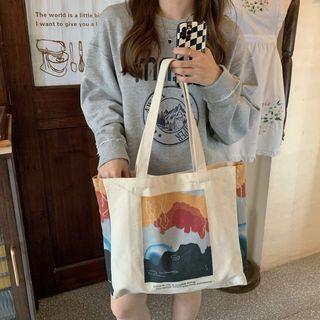 Printed Tote Bag Tote Bag - Print - Beige - One Size