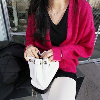 Distressed Snap-button Cardigan Pink - One Size