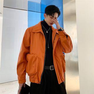 Faux Leather Pocket Zipped Jacket