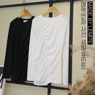 Ruched Plain T-shirt
