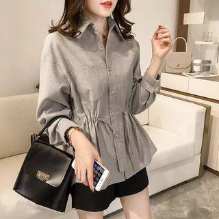 Pocket Detail Drawstring Shirt
