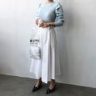 Mock-neck Puff-shoulder Knit Top