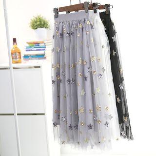 Star Sequined Mesh Skirt
