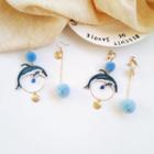 Dolphin Pompom Drop Earring