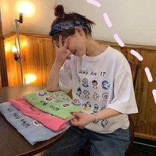 Cartoon Print Short-sleeve Top