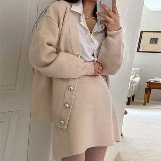 Band-waist Knit A-line Miniskirt