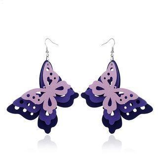 Wooden Butterfly Layered Dangle Earring