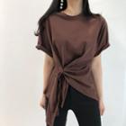 Plain Asymmetrical Oversized Short Sleeve T-shirt