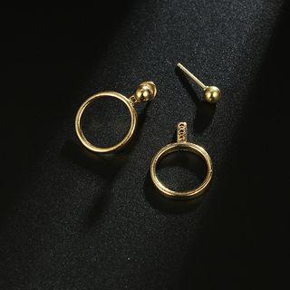 Circle Stud Earring 1 Pair - Gold - One Size