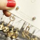 Non-matching Rhinestone Lock & Key Dangle Earring As Shown In Figure - One Size