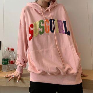 Long-sleeve Letter Applique Hoodie