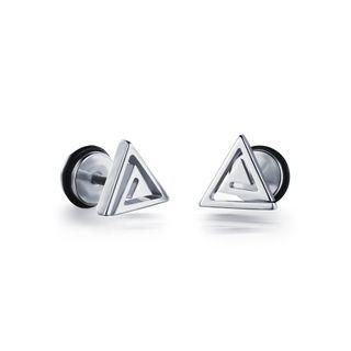 Simple Fashion Geometric Triangle 316l Stainless Steel Stud Earrings Silver - One Size