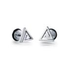 Simple Fashion Geometric Triangle 316l Stainless Steel Stud Earrings Silver - One Size
