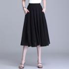 A-line Chiffon Skirt Black - One Size