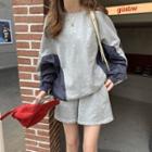 Set: Paneled Sweatshirt + Shorts