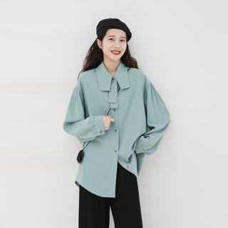 Bow Chiffon Long-sleeved Shirt