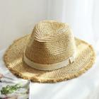 Contrast Trim Straw Boater Hat