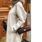 Handmade V-neck Wool Blend Long Dress Beige - One Size