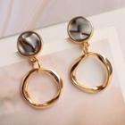 Gemstone Twisted Hoop Drop Earring / Clip-on Earring